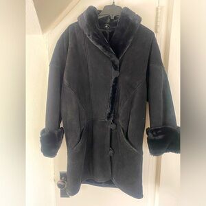 Greg Bell Vintage Black Women’s Shearling Coat Size Small